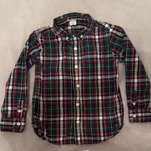 GAP Green and Red Plaid Kids Button-Down Shirt